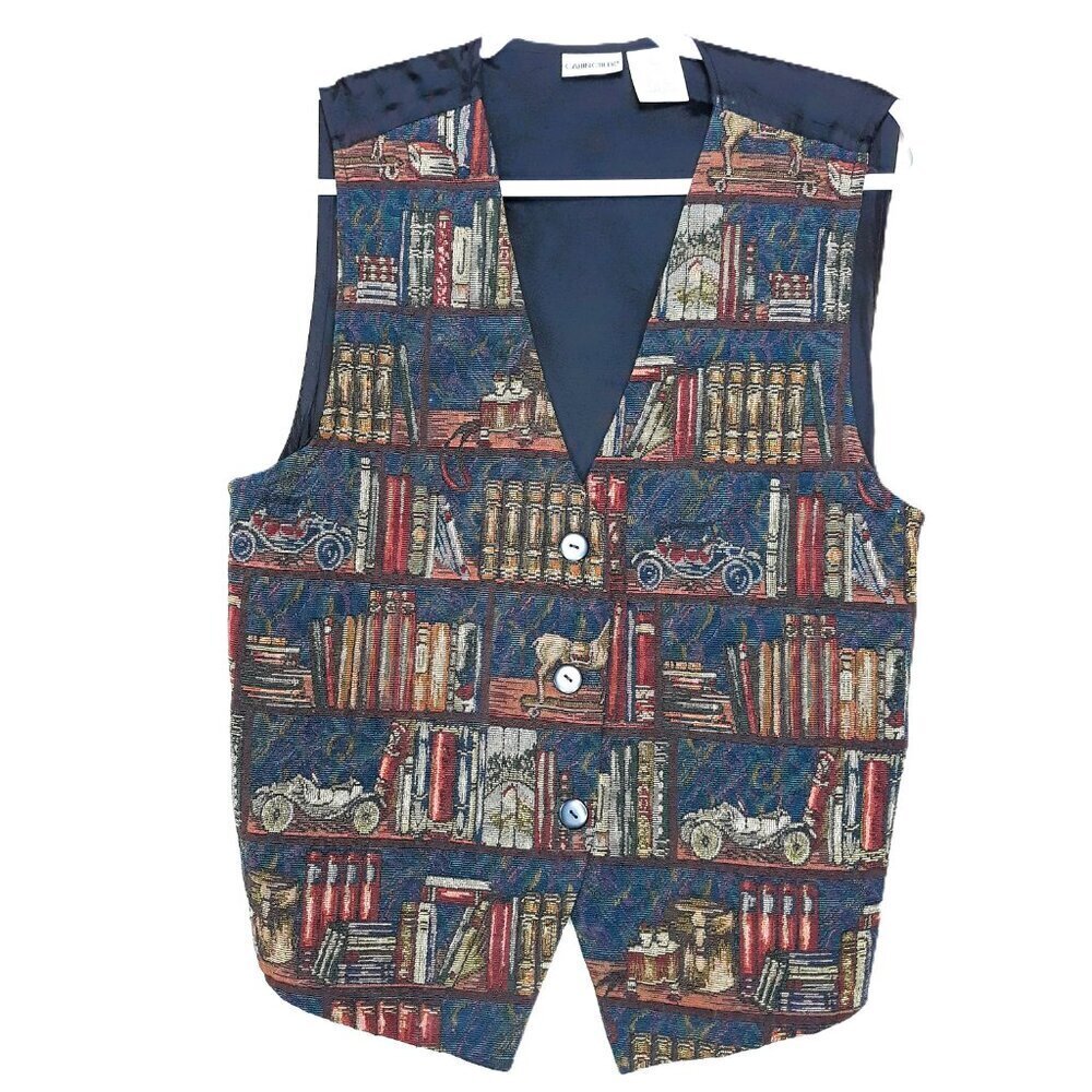 Women's Book Tapestry Vest Preppy Academia Cottagecore Whimsical